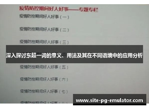 深入探讨东超一词的意义、用法及其在不同语境中的应用分析